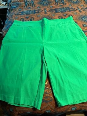 Kim Rogers Bright Green Pull-On Bermuda Shorts